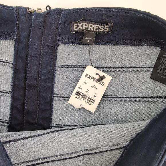 Express Dark Indigo Blue High-Waist Bandage Bodycon Pencil Skirt - Size 6 - NWT - Picture 6 of 14